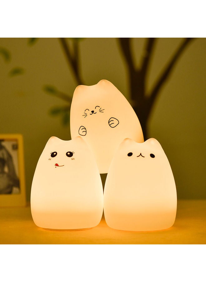 LED Cute Smiley Cat Night Lamp White - Image 4