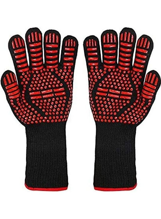 Generic Pair Of Fire Insulation Safety Gloves Red/Black  - Image 1