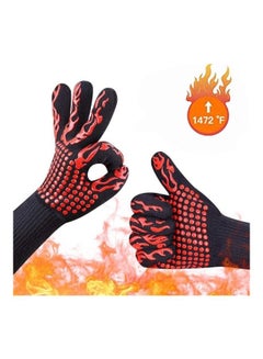 Generic Pair Of Fire Insulation Safety Gloves Red/Black  - Image 2