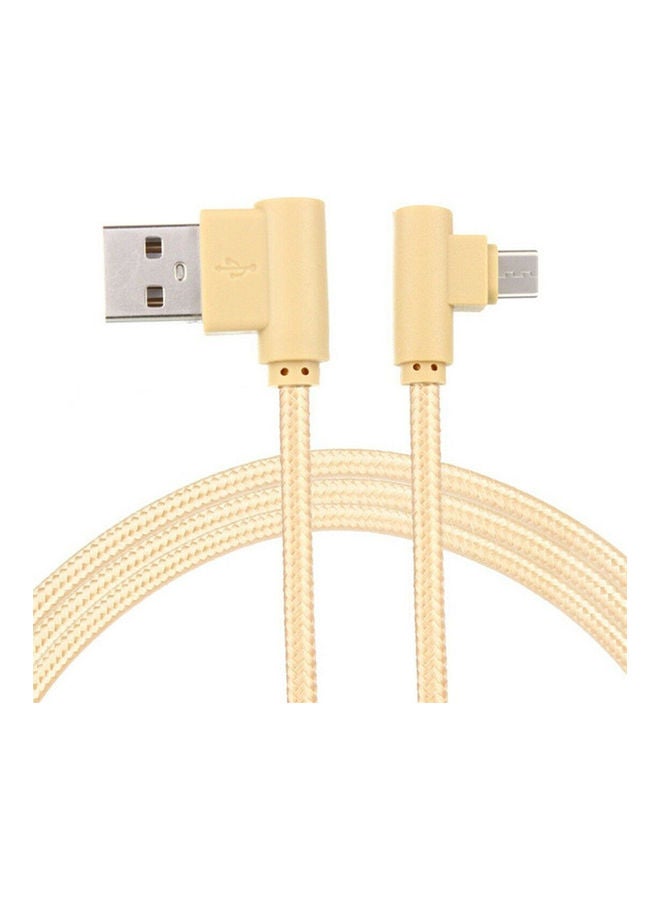 L Shape Line Braid USB Nylon Charging Cable Gold - Image 1
