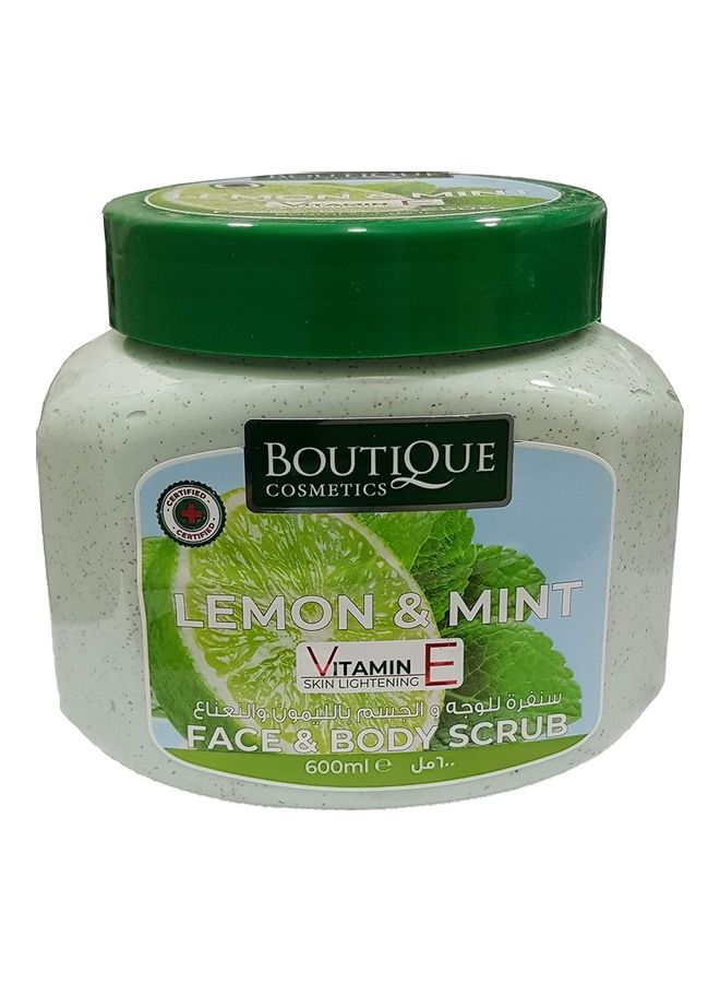 BOUTIQUE Lemon And Mint Face And Body Scrub 600ml - Image 1