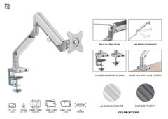 NAVODESK Single Monitor Desk Mount with Gas Spring Tech And USB Silver  - Image 2