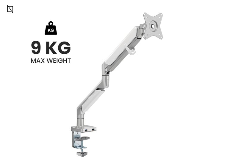 NAVODESK Single Monitor Desk Mount with Gas Spring Tech And USB Silver - Image 3