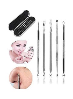 NuSense 5-Piece Stainless Steel Blackhead Remover With Case Silver  - Image 3