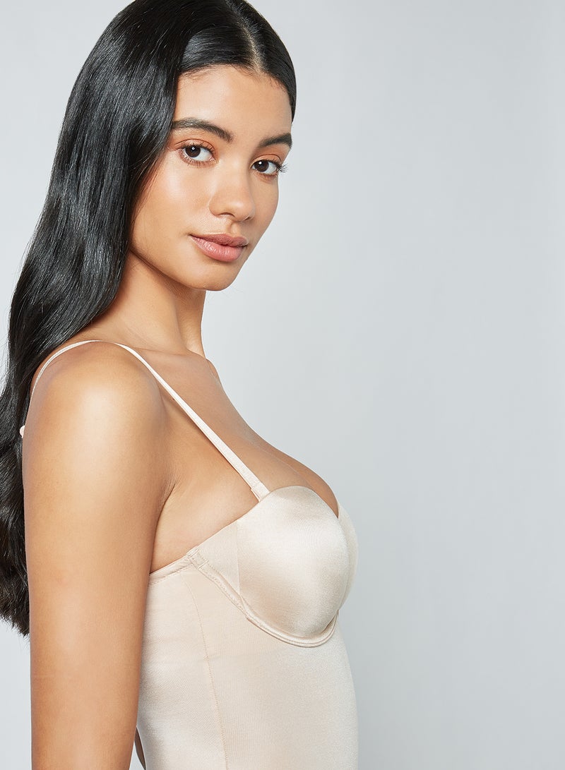 SPANX Suit Your Fancy Strapless Cupped Mid-Thigh Bodysuit Nude  - Image 4