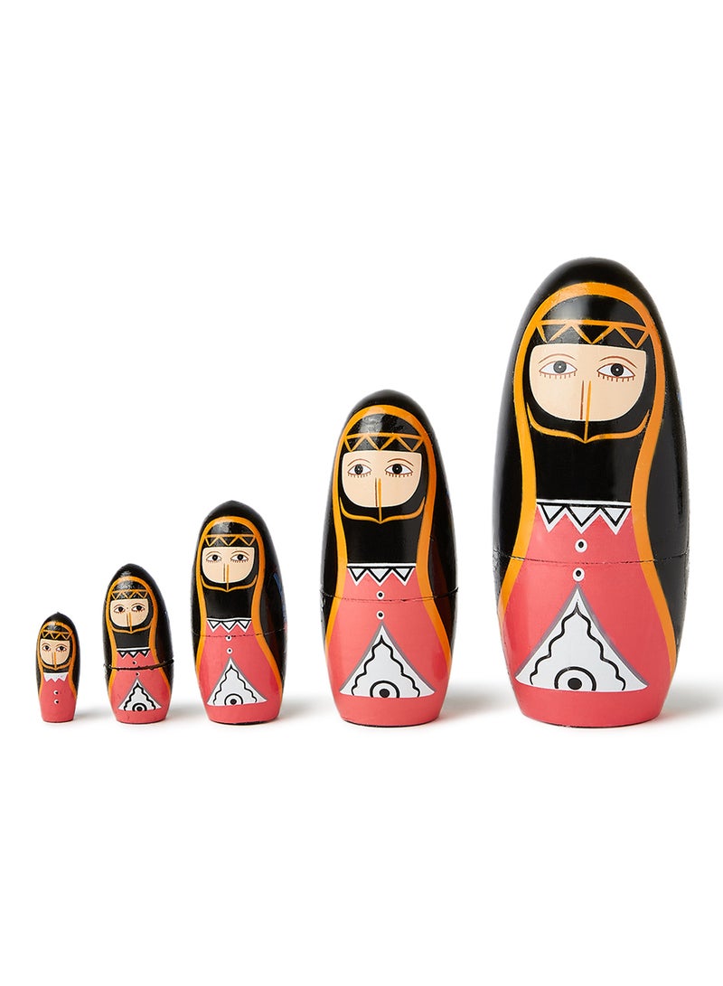 Al Jaber 5-Piece Decorative Wooden Dolls Multicolour - Image 1