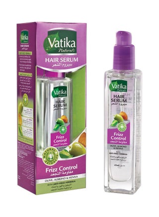 Vatika Naturals Frizz Control Hair Serum 47 ml | Olive, Almond & Henna | With Anti-Frizz Formula | For Dry & Damaged Hair Clear 47.0ml - v1611435058/N43895232A_1