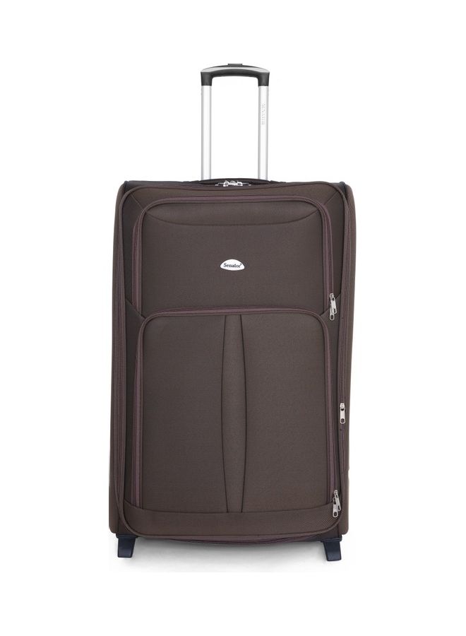SENATOR - Soft Shell Medium Checked Luggage Trolley for Unisex Ultra Lightweight Expandable Suitcase With 2 Wheels Brown - Image 1