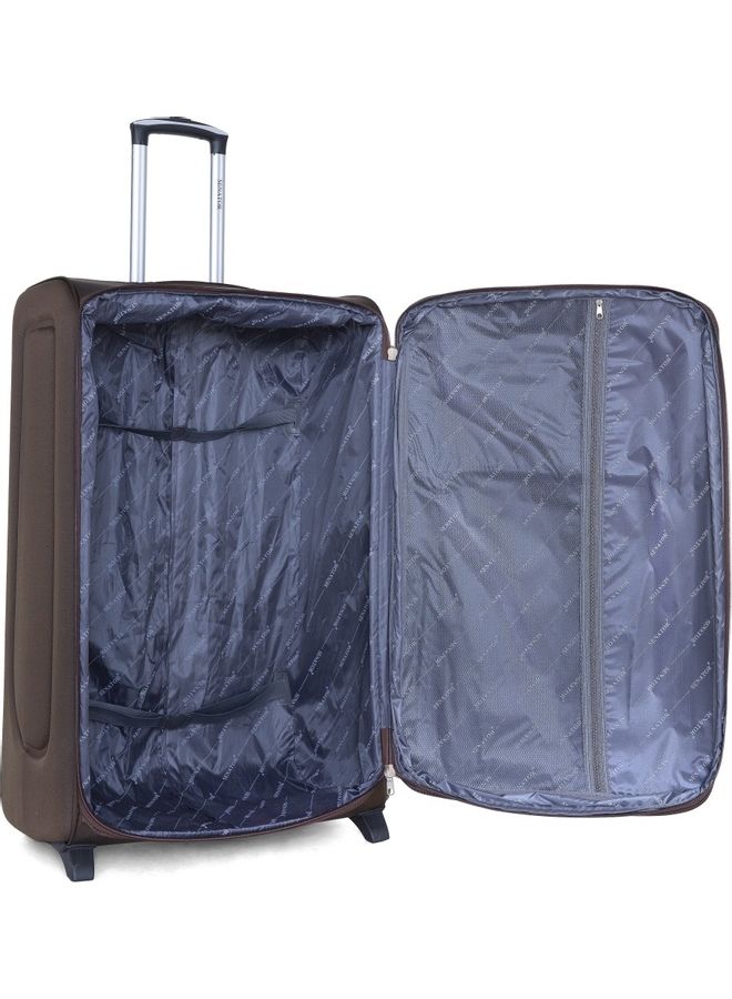 SENATOR - Soft Shell Medium Checked Luggage Trolley for Unisex Ultra Lightweight Expandable Suitcase With 2 Wheels Brown - Image 1