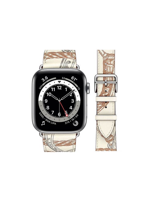 Genuine Leather Replacement Band For Apple Watch Series 6/SE/5/4/3/2/1 Blanc White