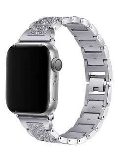 PROMATE Promate Bracelet Watch Strap, Stylish Crystal Studded Metallic Bracelet Replacement Apple Watch Band 38mm/40mm with Secure Metal Folding Buckle Lock and Link Pin Remover for Women, Apple Watch Series 1/2/3/4/5 Medium/Large, Frost-38ML Silver  - Image 2