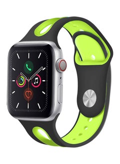PROMATE Promate Silicone Watch Strap, Sporty Dual Toned Soft Rubber Sweat Resistant Replacement Apple Watch 38mm/40mm Band with Adjustable Pin and Tuck Closure for Apple Watch Series 1/2/3/4/5 Medium/Large, HIPSTER-38SM Black Green  - Image 2