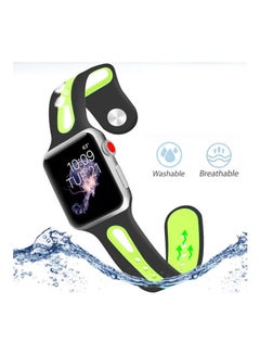PROMATE Promate Silicone Watch Strap, Sporty Dual Toned Soft Rubber Sweat Resistant Replacement Apple Watch 38mm/40mm Band with Adjustable Pin and Tuck Closure for Apple Watch Series 1/2/3/4/5 Medium/Large, HIPSTER-38SM Black Green  - Image 4