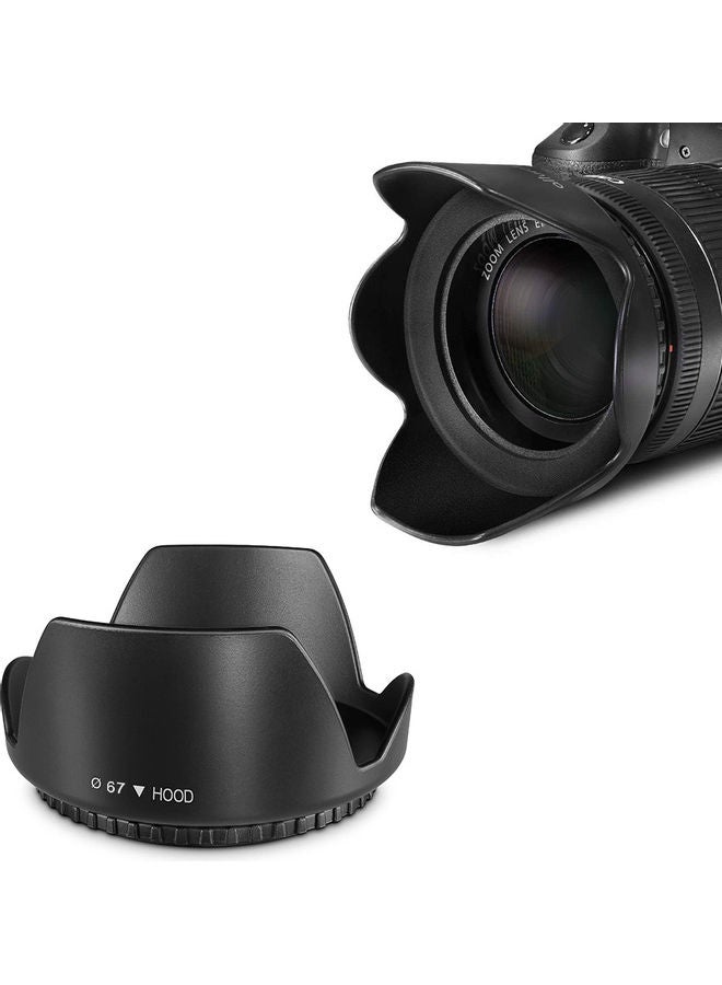 O Ozone Professional 67mm Tulip Flower Lens Hood [ Compatible for Nikon, for Canon DSLR Camera, Digital Cameras and Camcorders ] [Protects Lens from Accidental Impact] Black  - Image 1