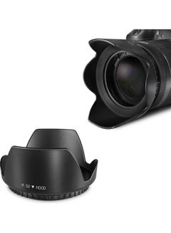 Professional 52mm Tulip Flower Lens Hood [ Compatible for Nikon, for Canon DSLR Camera, Digital Cameras and Camcorders ] [Protects Lens from Accidental Impact] Black