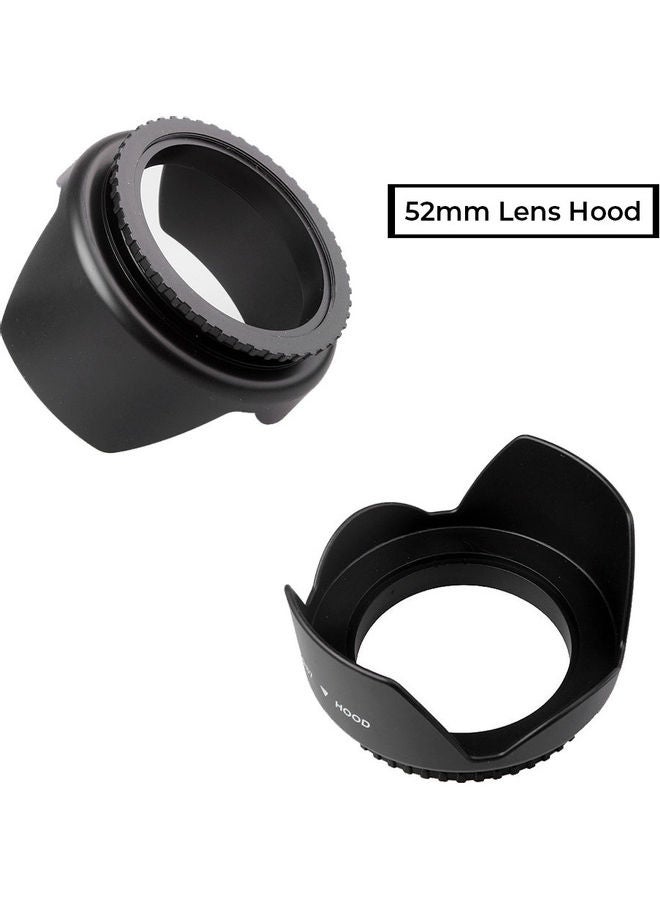 O Ozone - Professional 52mm Tulip Flower Lens Hood [ Compatible for Nikon, for Canon DSLR Camera, Digital Cameras and Camcorders ] [Protects Lens from Accidental Impact] Black - Image 1