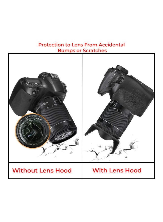 O Ozone - Professional 52mm Tulip Flower Lens Hood [ Compatible for Nikon, for Canon DSLR Camera, Digital Cameras and Camcorders ] [Protects Lens from Accidental Impact] Black - Image 1