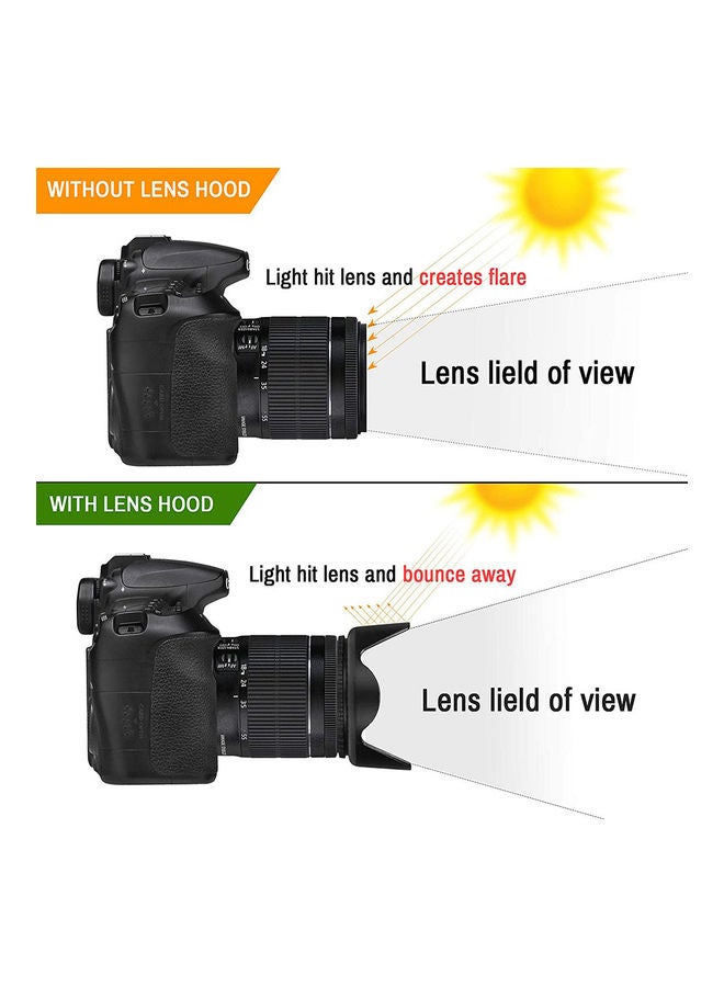 O Ozone - Professional 52mm Tulip Flower Lens Hood [ Compatible for Nikon, for Canon DSLR Camera, Digital Cameras and Camcorders ] [Protects Lens from Accidental Impact] Black - Image 1