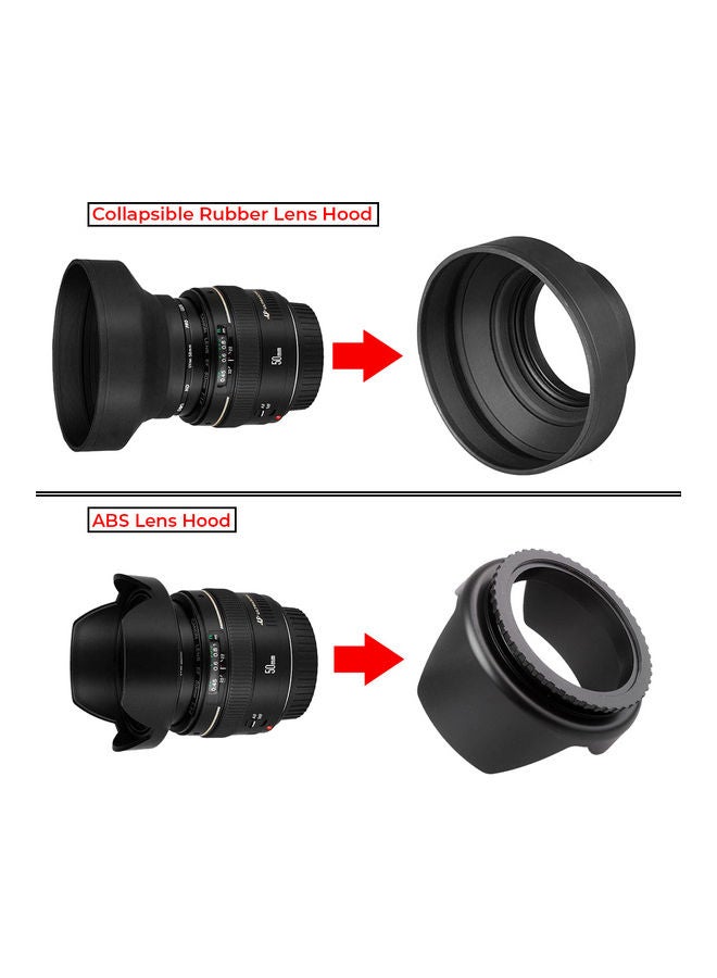 O Ozone O Ozone Professional 58mm Tulip Flower Lens Hood, Collapsible Rubber Hood, Lens Cap, Soft Cloth [ Compatible for Nikon, for Canon DSLR Camera and Camcorders ] [Protects Lens from Accidental Impact] Black - Image 2
