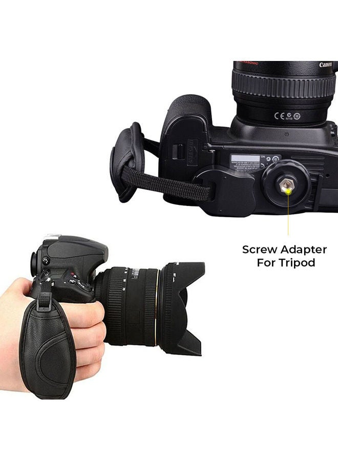 O Ozone - O Ozone Leather Professional Hand Grip Strap Compatible For Nikon Camera, For Cannon DSLR Camera, Digital Camera, SLR, Mirrorless camera & Camcorders [Anti-Slip Strap] - Black Black - Image 1