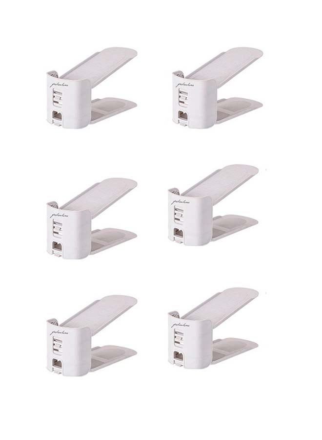 fashionhome 6-Pieces Adjustable Shoe Rack Drying Organizer Grey 25.5x9.7cm - Image 1