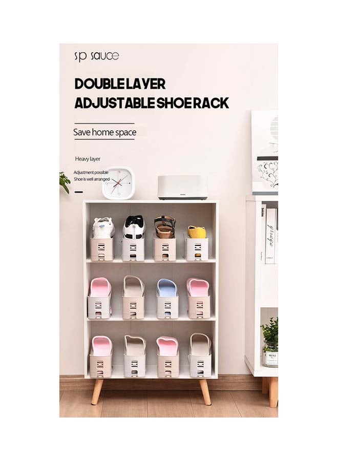 fashionhome 6-Pieces Adjustable Shoe Rack Drying Organizer Grey 25.5x9.7cm - Image 2