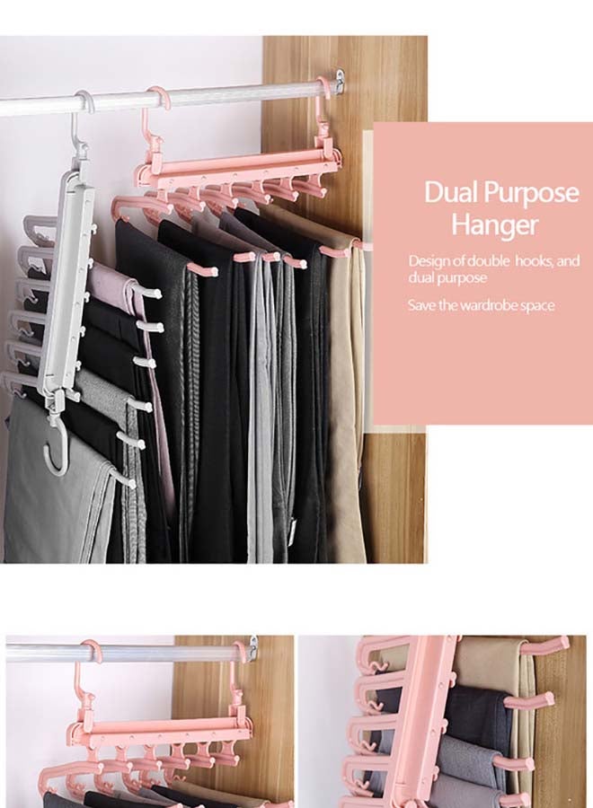 fashionhome Multi Functional Pants Plastic Hanger Grey 33.5x33.5cm - Image 4