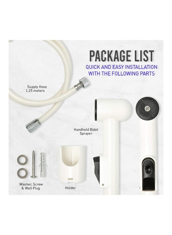 Uni flo Shattaf Bidet Sprayer Set White/Black 19x4.5x22cm  - Image 2