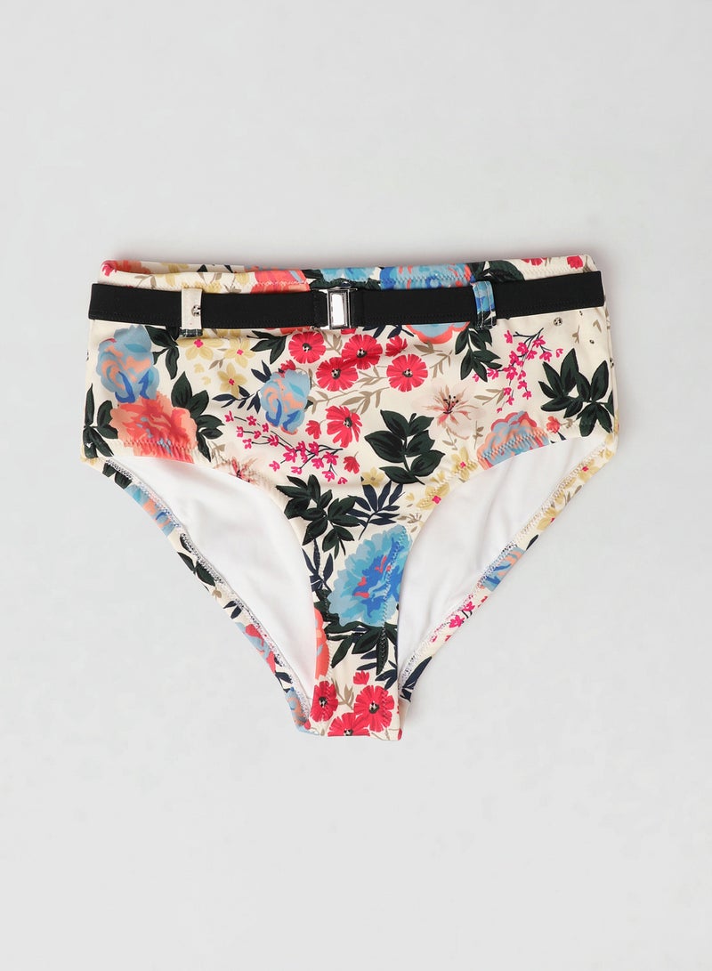 Belted Detail Floral Print Bikini Bottom Multicolour - v1611477170/N39721896V_4