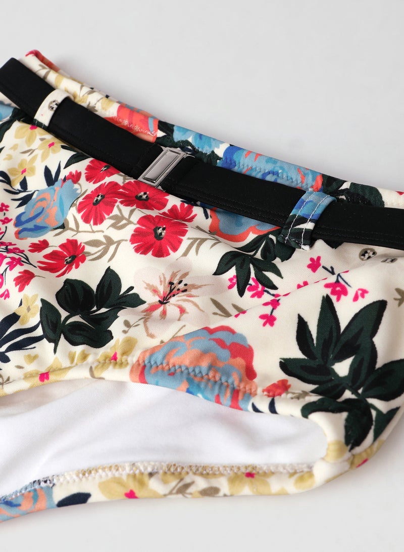 trendyol - Belted Detail Floral Print Bikini Bottom Multicolour - Image 1