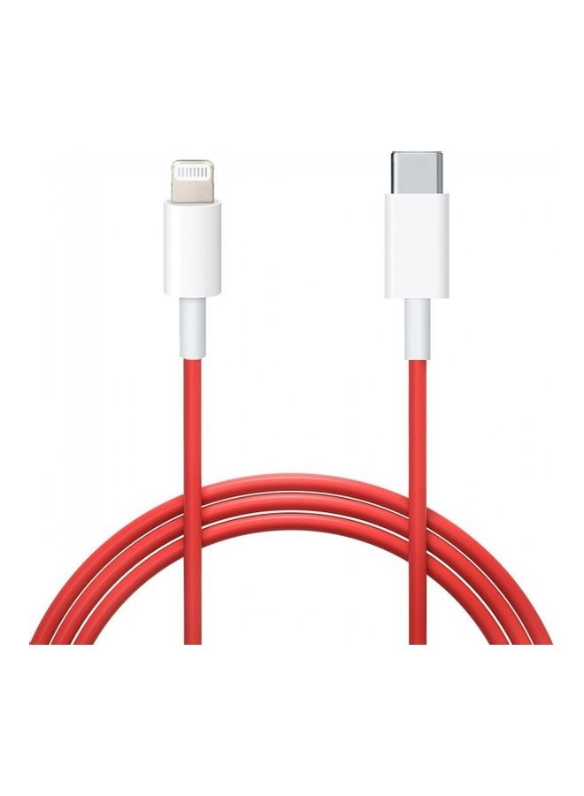 Generic - Lightning to USB 20W Fast Charge Data Cable Red/White - Image 1