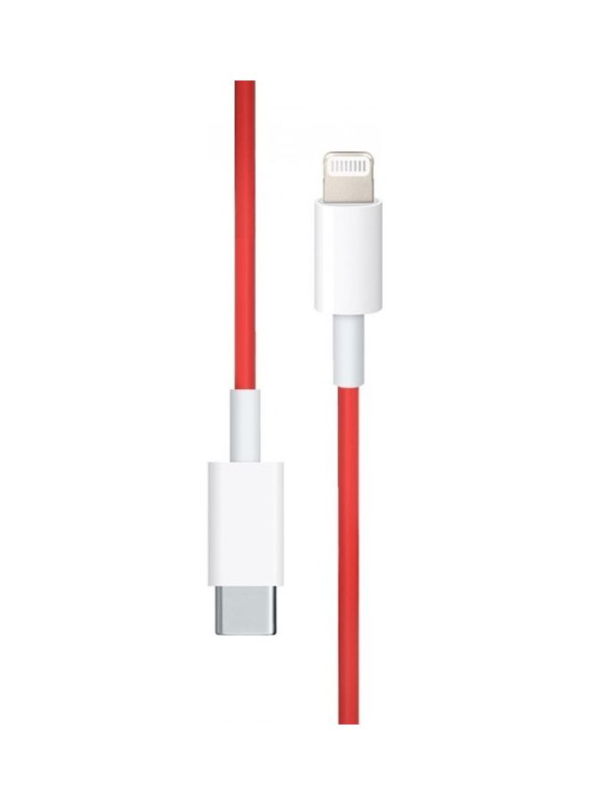 Generic - Lightning to USB 20W Fast Charge Data Cable Red/White - Image 1
