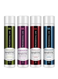 Majestic Keratin Pack Of 4 Hair Botox Hair Smoothing Treatment Kit 2x Shampoo 300, 1x Hair Botox 300, 1x Conditioner 300ml 
