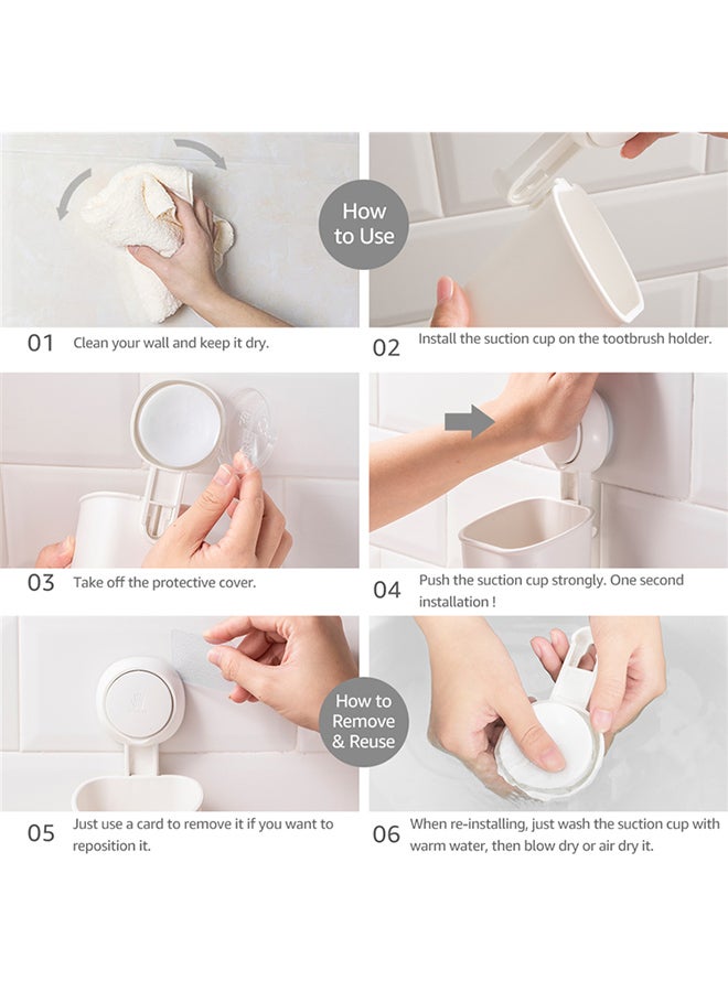 Taili - Wall Mounted Toothbrush Holder White 9.4x9.2x19.5cm - Image 1