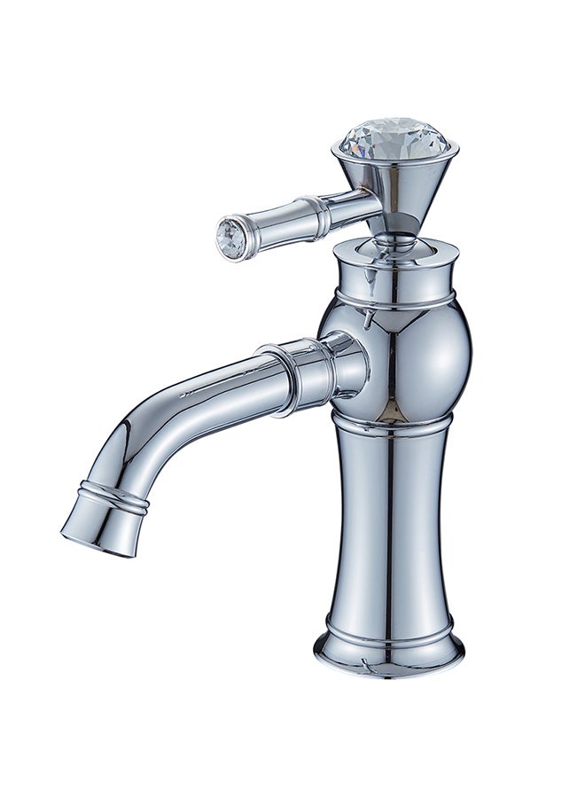 Single Lever Short Basin Faucet Silver 21x21x6cm  - Image 1