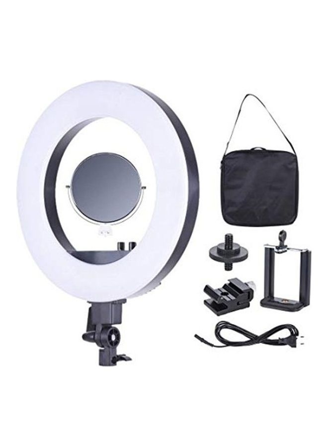 طقم مصباح حلقي بإضاءة LED لتصوير الفيديو والتصوير الفوتوغرافي في الإستوديوهات أسود/أبيض