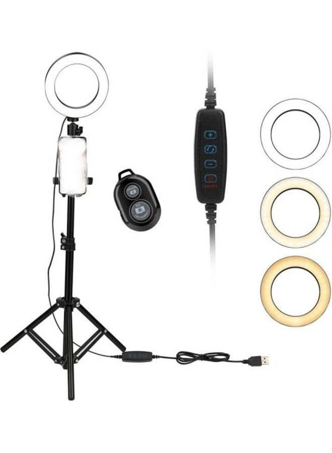 Generic - Selfie LED Ring Light with Tripod Stand PLUS Phone Holder With Remote Black - Image 1