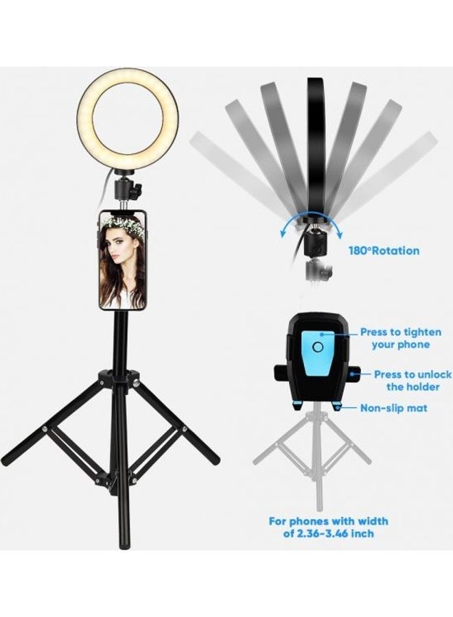 Generic - Selfie LED Ring Light with Tripod Stand PLUS Phone Holder With Remote Black - Image 1