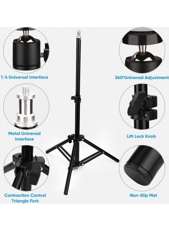 Generic - Selfie LED Ring Light with Tripod Stand PLUS Phone Holder With Remote Black - Image 1