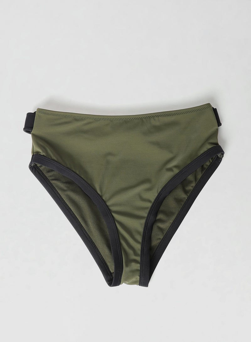 trendyol - Contrast Binded Bikini Bottoms Khaki - Image 1