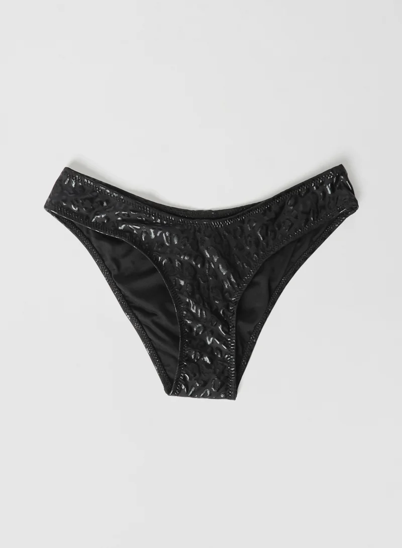 trendyol Glossy Cheetah Bikini Bottoms Black