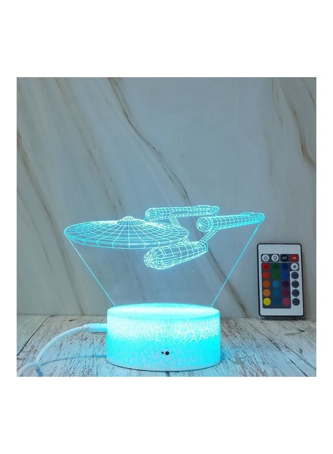 Spaceship Shape Creative Crack Touch Dimming 3D Colorful Decorative Night Light with Remote Control Multicolour 22x17x7cm - Image 1