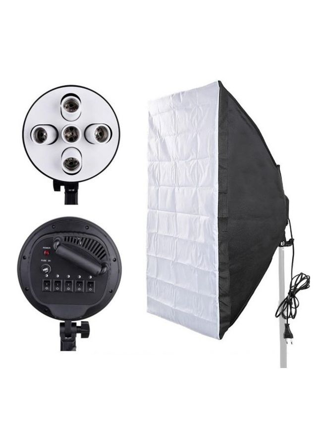 Generic - 3-in-1 Photo Studio Kit 2 x 5 Lamp Holder 2 x 2m Light Stand 2 x 50 x 70cm Soft Box US Plug Black White - Image 1