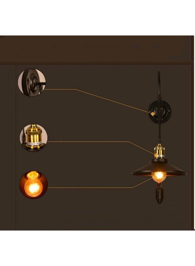 مصباح جداري من الحديد المطاوع بتصميم كلاسيكي أسود 40x20x40سم  - Image 5