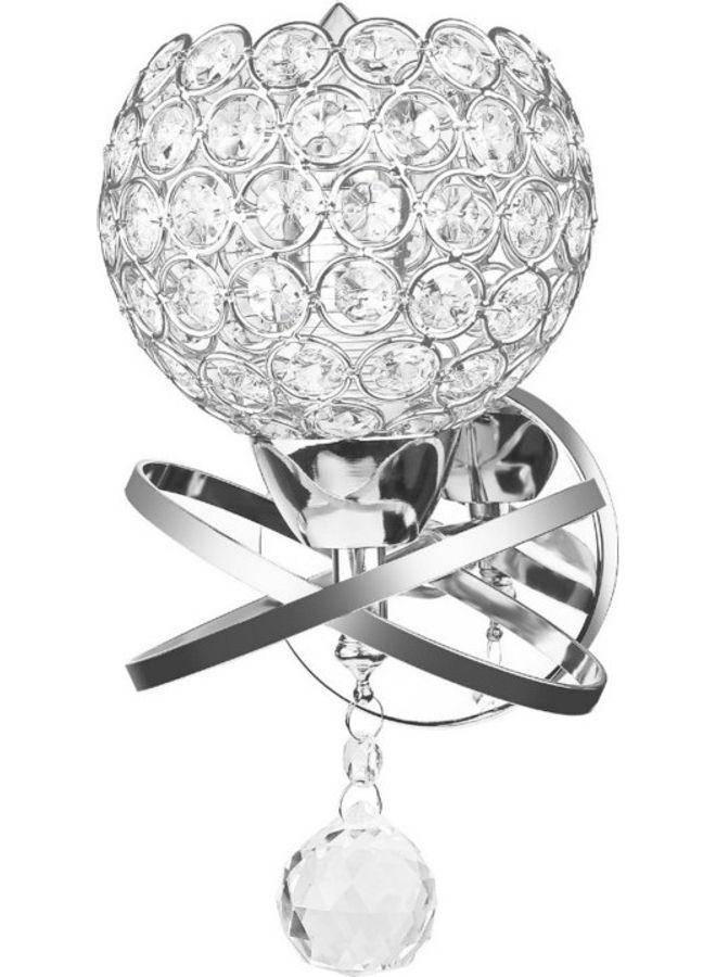 ماركة غير محددة مصباح حائط كريستالي بإضاءة LED فضي 15x15x25سم  - Image 3