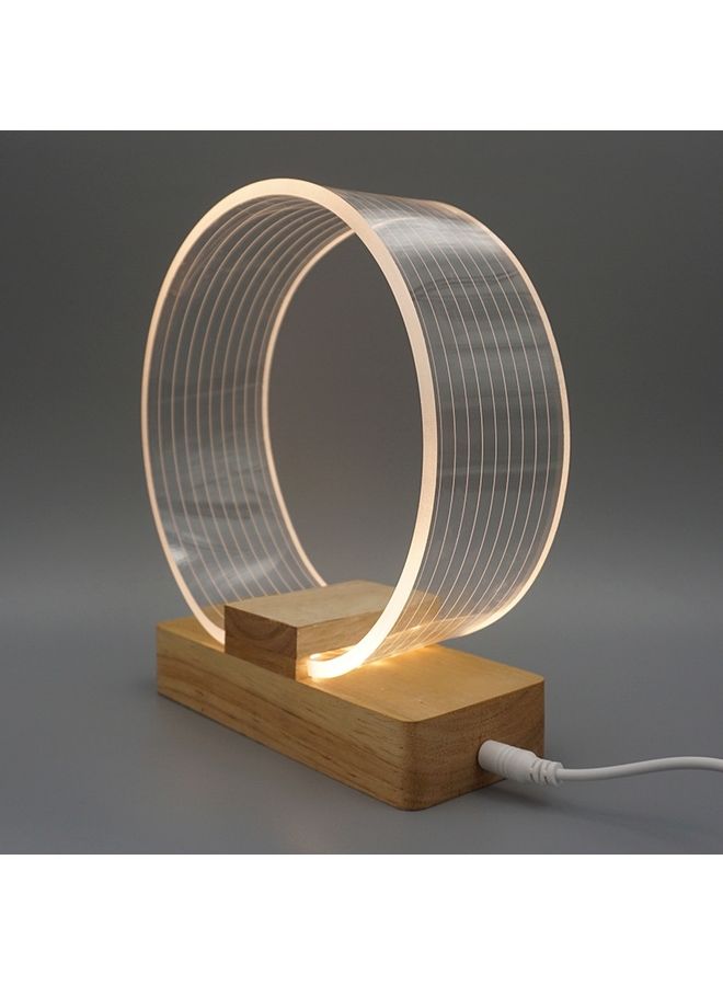 USB Acrylic Ring Table Lamp Yellow Light 30x21x7centimeter  - Image 3