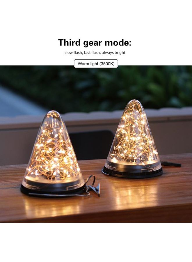 Solar Energy Conical Starlight Pendent Lamp Yellow 15x15x19cm - Image 5