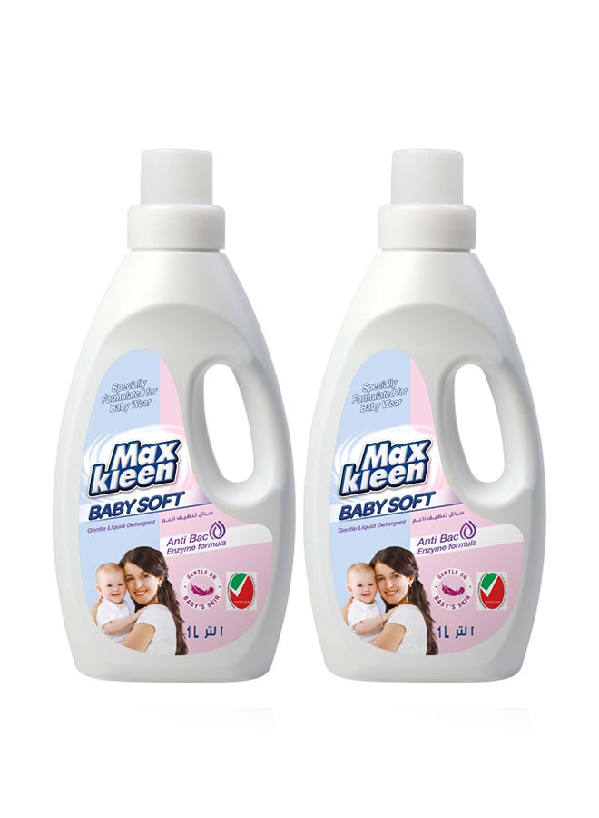 Maxkleen Baby Soft Antibacterial And Gentle Liquid Detergent Gentle On Baby’S Sensitive Skin 1L Pack of 2 - Image 1
