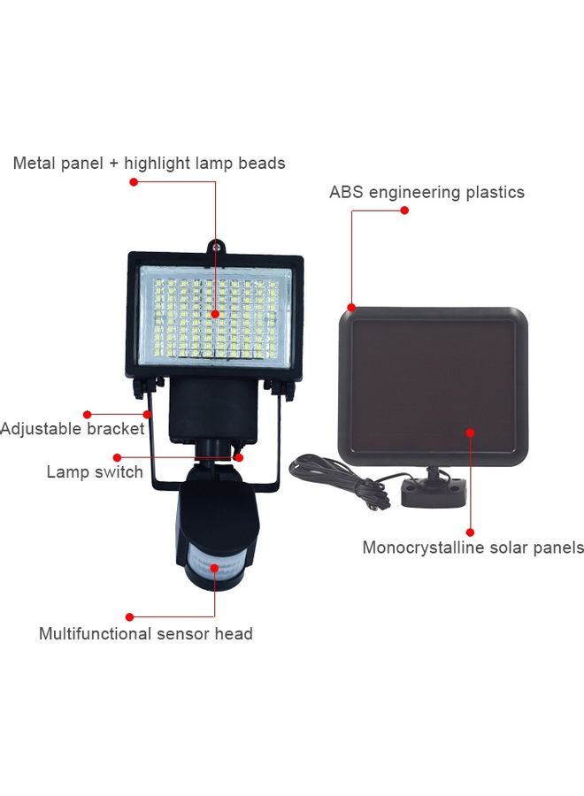 100 LED Solar Human Body Sensor Flood Light White - Image 3