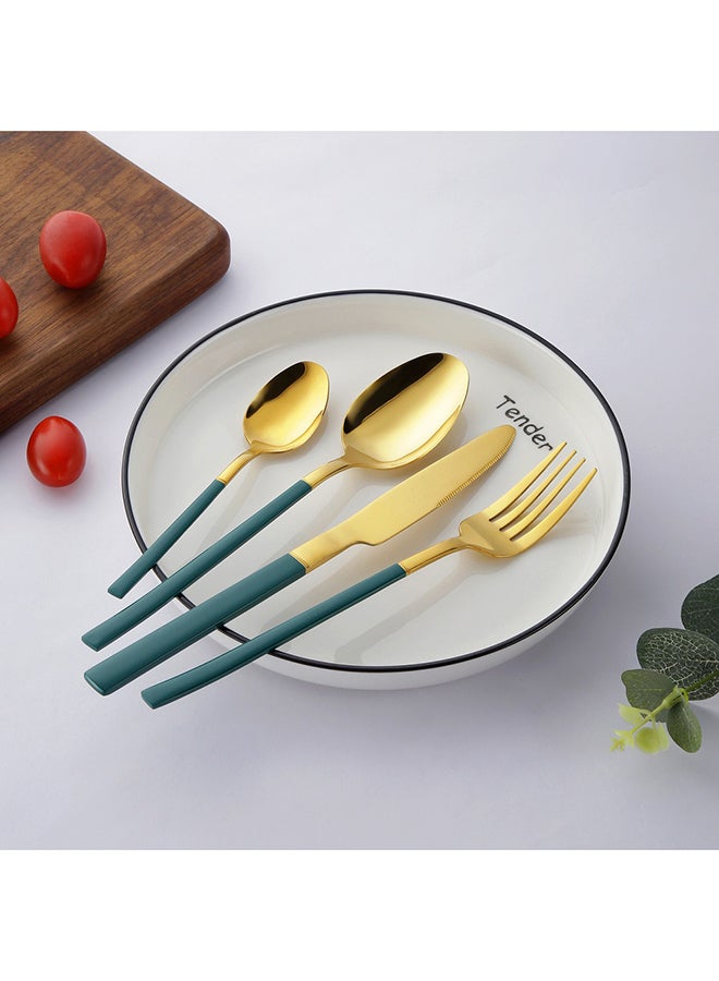 Sunhome 4-Piece Premium Cutlery Set Green/Gold  - Image 2